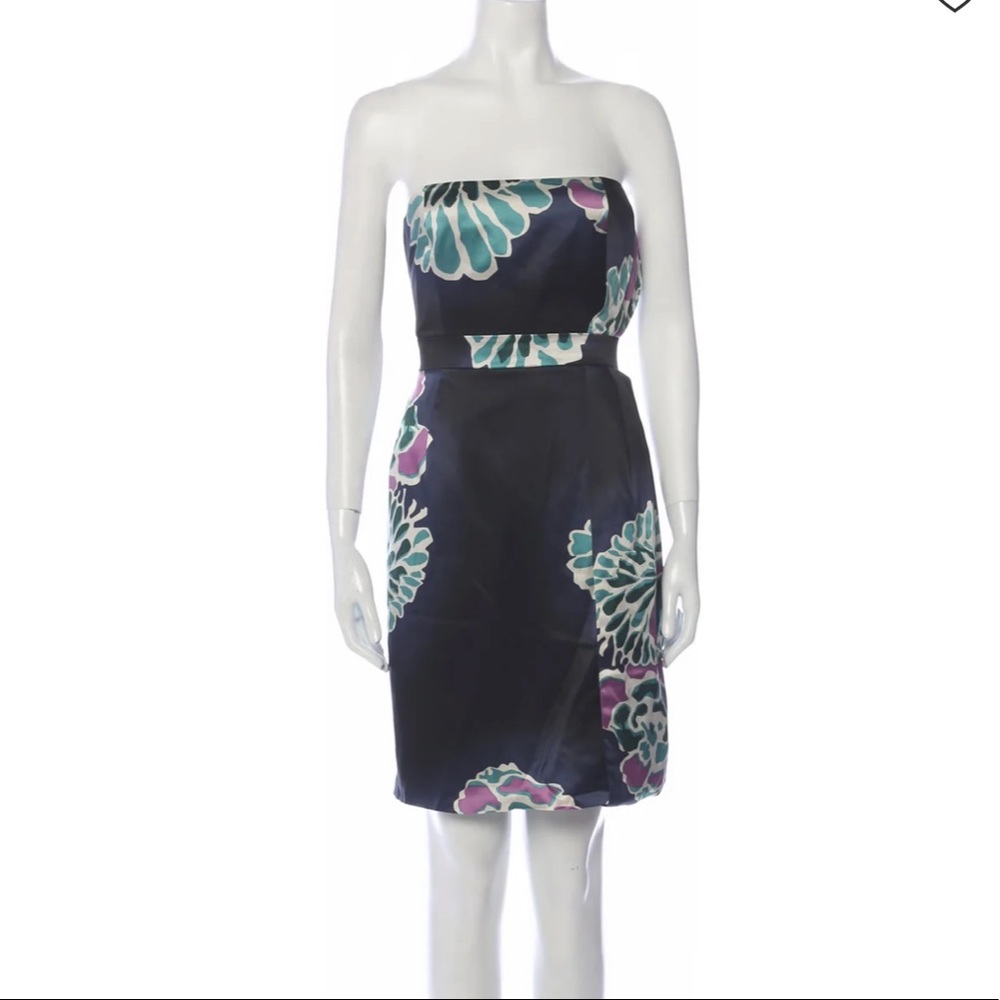 Tibi silk strapless mini dress., great condition, like new!